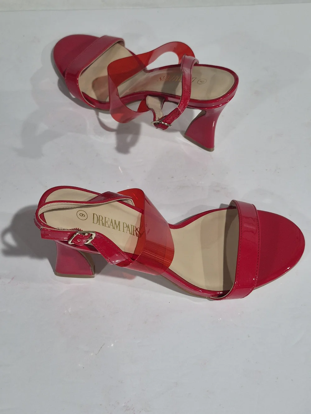 Dream Pairs Red Slingback Sandals with Clear Strap - Size 9 - Picture 13 of 13